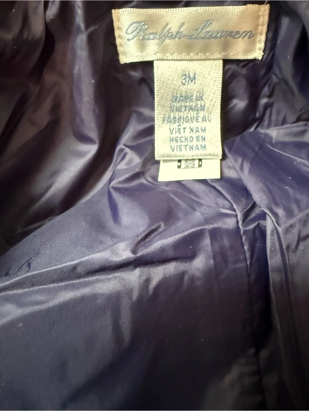 Ralph Lauren Navy Quilted Hooded Barn Bunting Baby Snowsuit
